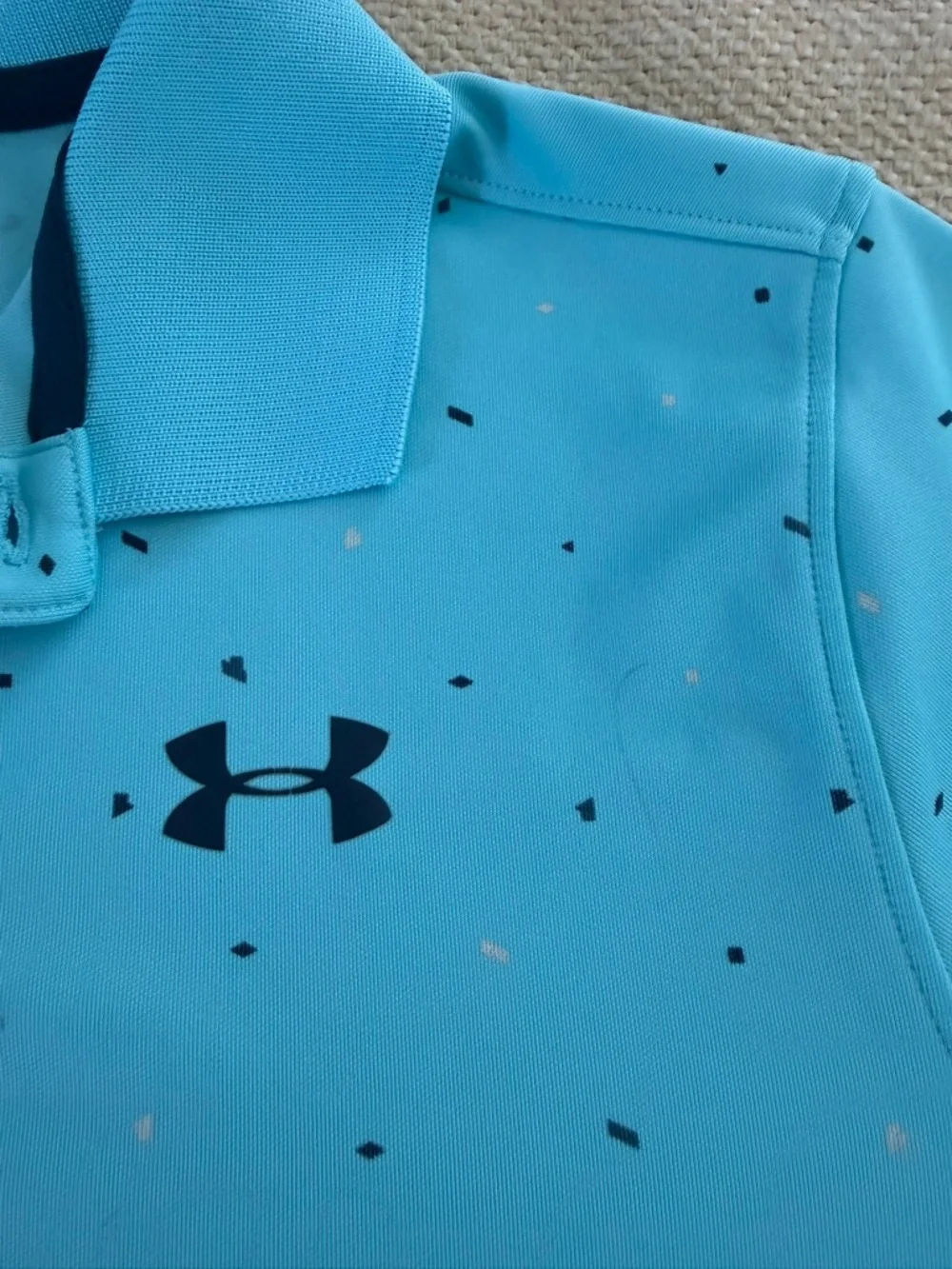Under Armour Youth Loose HeatGear Polo Shirt Blue Speckled Short Sleeve Size YLG